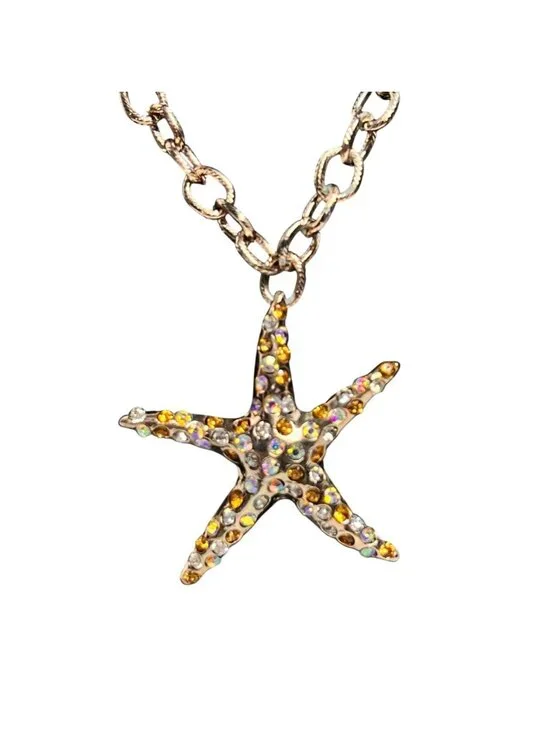 Carol Dauplaise Gold Tone Cable Chain Necklace W/ Large Starfish Pendant (6314) - Picture 3 of 8